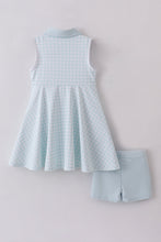Load image into Gallery viewer, Blue active gingham dress set
