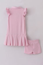 Load image into Gallery viewer, Pink active ruffle dress set
