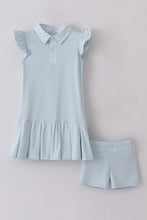 Load image into Gallery viewer, Blue active ruffle dress set
