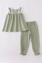 Load image into Gallery viewer, Premium sage ruffle pants set
