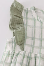 Load image into Gallery viewer, Premium sage ruffle plaid bubble

