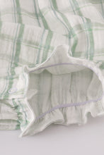 Load image into Gallery viewer, Premium sage ruffle plaid bubble
