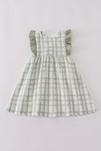 Load image into Gallery viewer, Premium sage ruffle plaid dress
