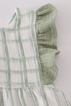 Load image into Gallery viewer, Premium sage ruffle plaid dress
