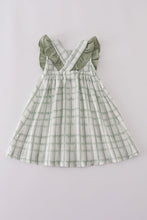 Load image into Gallery viewer, Premium sage ruffle plaid dress
