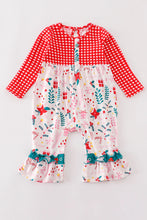 Load image into Gallery viewer, Platinum Red christmas plaid ruffle girl romper
