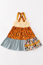 Load image into Gallery viewer, Platinum Yellow halloween print apron dress

