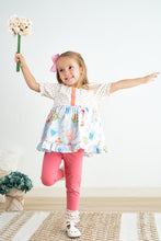 Load image into Gallery viewer, Platinum balloon print floral ruffle girl set
