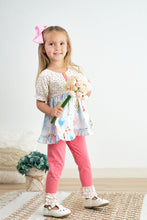 Load image into Gallery viewer, Platinum balloon print floral ruffle girl set
