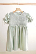 Load image into Gallery viewer, Sage hand-smocked lace girl dress
