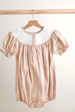 Load image into Gallery viewer, Khaki he is risen hand-smocked girl bubble
