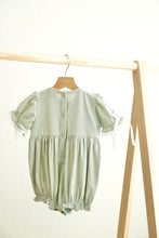 Load image into Gallery viewer, Sage hand-smocked lace girl bubble
