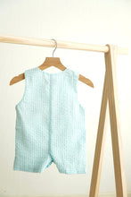 Load image into Gallery viewer, Blue easter bunny egg french knot boy gingham seersucker jonjon
