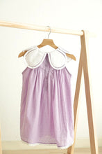 Load image into Gallery viewer, Lavender floral bow embroidery swiss dot girl dress
