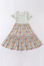 Load image into Gallery viewer, Platinum flroal print stripe tiered dress for adult
