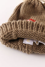 Load image into Gallery viewer, Brown pompom mushroom cable beanie
