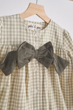 Load image into Gallery viewer, Green gingham flannel bow dress

