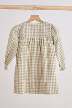 Load image into Gallery viewer, Green gingham flannel bow dress
