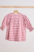 Load image into Gallery viewer, Pink gingham flannel bow dress
