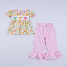 Load image into Gallery viewer, Sweet island character hand smocked ruffle pants set
