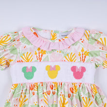 Load image into Gallery viewer, Sweet island character hand smocked ruffle pants set
