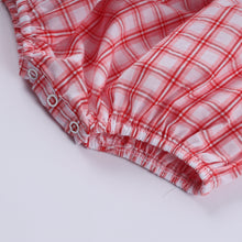 Load image into Gallery viewer, Red christmas santa claus hand smocked plaid bubble
