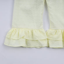 Load image into Gallery viewer, Mustard character hand smocked ruffle pants set
