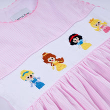 Load image into Gallery viewer, Pink princess hand smocked plaid dress

