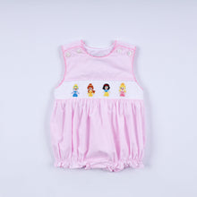 Load image into Gallery viewer, Pink princess hand smocked plaid bubble
