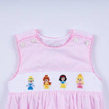 Load image into Gallery viewer, Pink princess hand smocked plaid bubble
