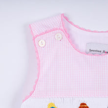 Load image into Gallery viewer, Pink princess hand smocked plaid bloomer set

