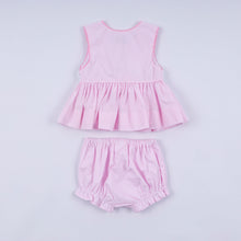 Load image into Gallery viewer, Pink princess hand smocked plaid bloomer set
