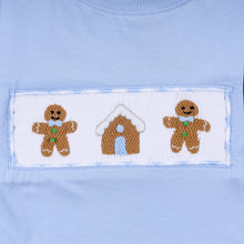 Load image into Gallery viewer, Blue gingerbread hand smocked gingham pants set
