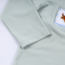 Load image into Gallery viewer, Sage cow hand smocked gingham pants set
