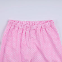 Load image into Gallery viewer, Pink character hand smocked dot ruffle pants set
