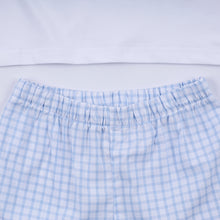 Load image into Gallery viewer, Blue character hand smocked gingham shorts set
