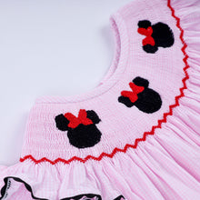 Load image into Gallery viewer, Red character hand smocked plaid ruffle dress
