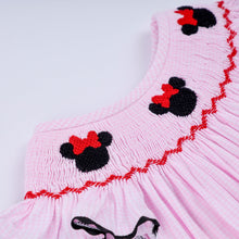 Load image into Gallery viewer, Red character hand smocked plaid ruffle bubble
