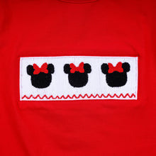 Load image into Gallery viewer, Red character hand smocked dress
