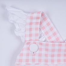 Load image into Gallery viewer, Pink character hand smocked gingham ruffle dress
