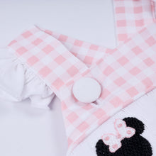 Load image into Gallery viewer, Pink character hand smocked gingham ruffle bubble
