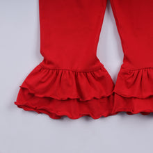 Load image into Gallery viewer, Red gingerbread hand smocked ruffle pants set
