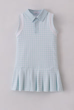 Load image into Gallery viewer, Blue active gingham shorts dress set
