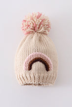 Load image into Gallery viewer, Rainbow hand embroidered pom pom beanie hat
