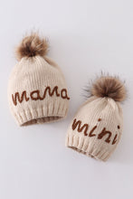 Load image into Gallery viewer, Hand embroidered pom pom beanie hat mommy&amp;me
