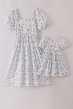 Load image into Gallery viewer, Blue seashell bow mom&amp;me dress
