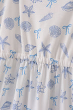 Load image into Gallery viewer, Blue seashell bow mom&amp;me dress

