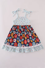 Load image into Gallery viewer, Blue floral ruffle dress
