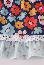 Load image into Gallery viewer, Blue floral ruffle dress
