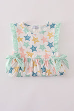 Load image into Gallery viewer, Blue seashell bow ruffle shorts set
